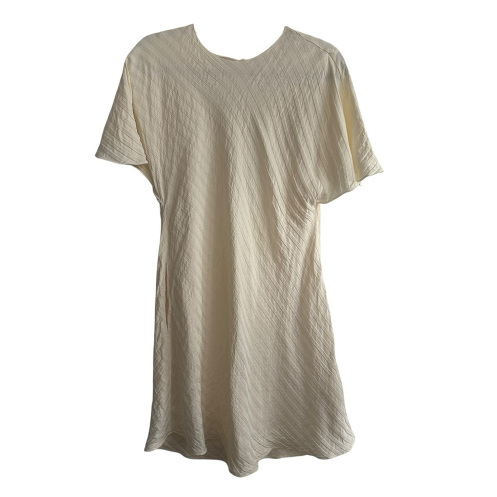 Banana Republic Stripe Viscose Linen Ivory Mini Dress Sz Small TALL